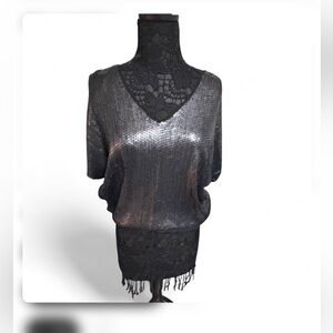 BCBGMaxAzria Silver Asymmetrical Skirt